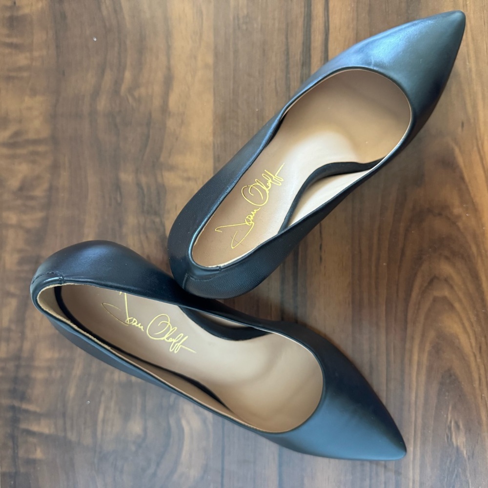 Size 8 Joan Oloff Classic Black Heels Pumps Deborah Black Lux Nappa Made Brazil - Picture 9 of 16
